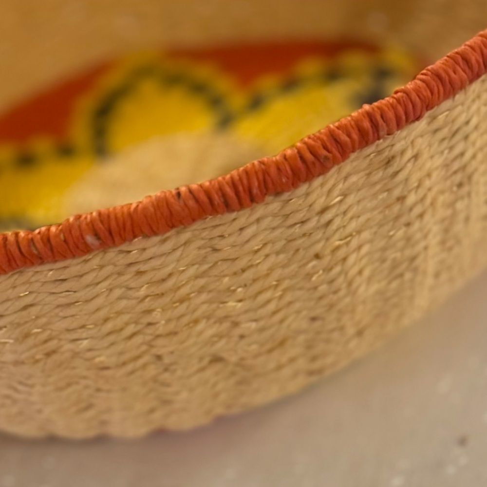 NWOT Handmade in Mexico Round Decorative Basket-14.5 diameter x 5 high - Picture 2 of 3